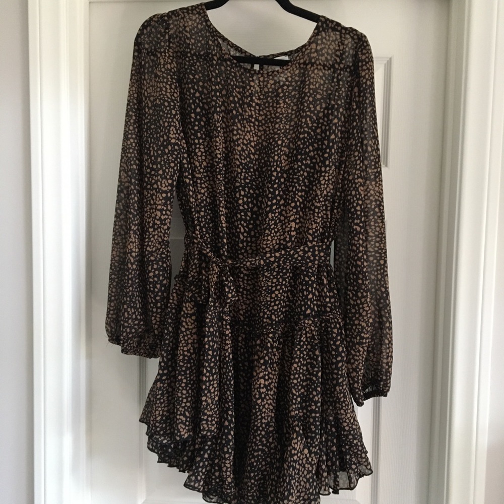 Black and Tan swing ruffle dress